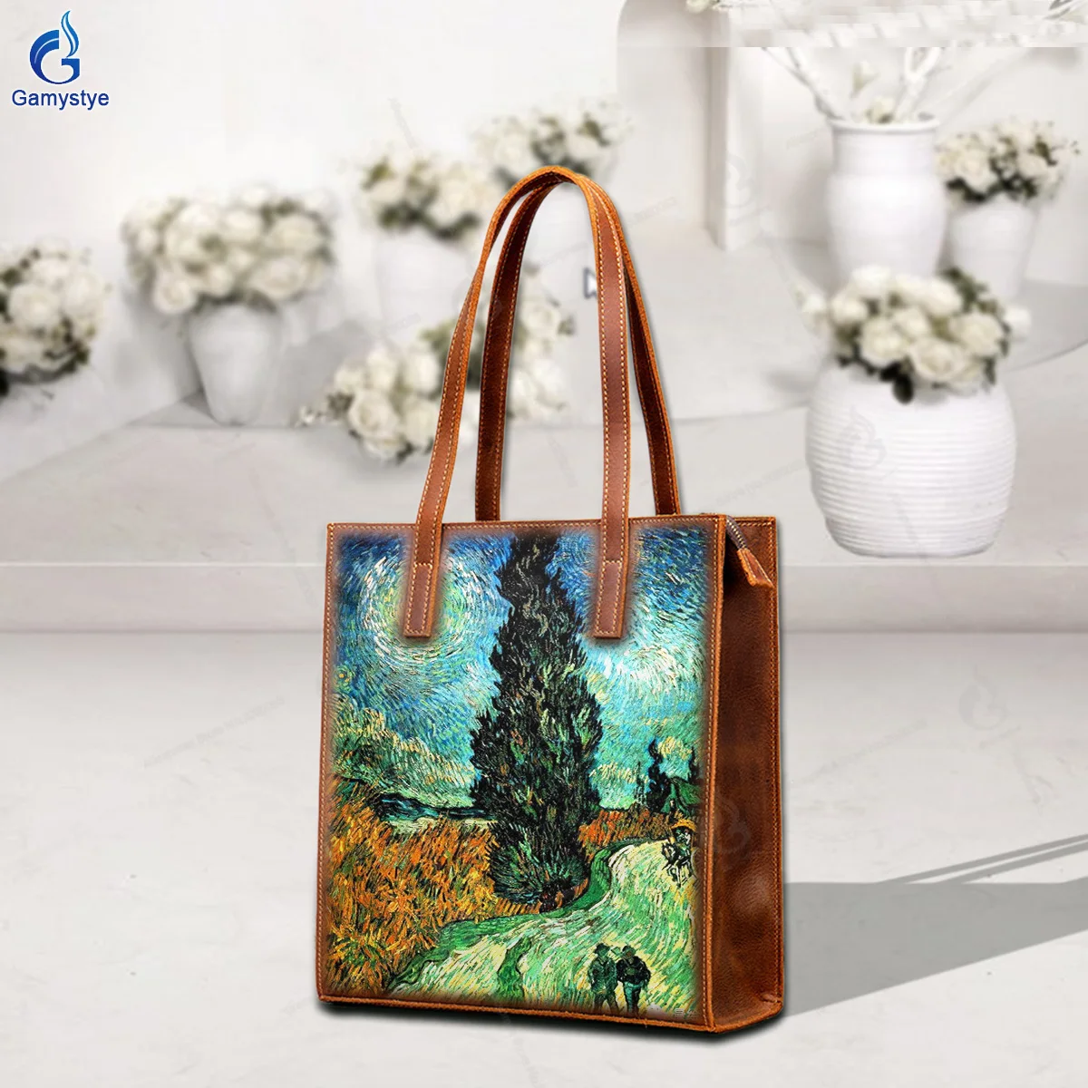 Hand Draw Field scenery Customize Art Bags Women Clutch purses and handbags Designer Ladies purses 100% Real Cowhide Leather New