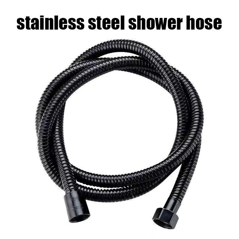 Black stainless steel shower hose, bathroom shower accessories, electroplated hose