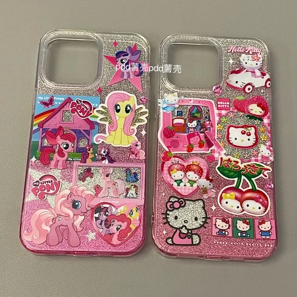 Funda de teléfono de dibujos animados Sanrio My Little Pony Hello Kitty para iPhone 16, 15, 14, 13, 12, 11 Pro Max, XR, XS Max, 7, 8 Plus, MINI Y2K, Linda funda