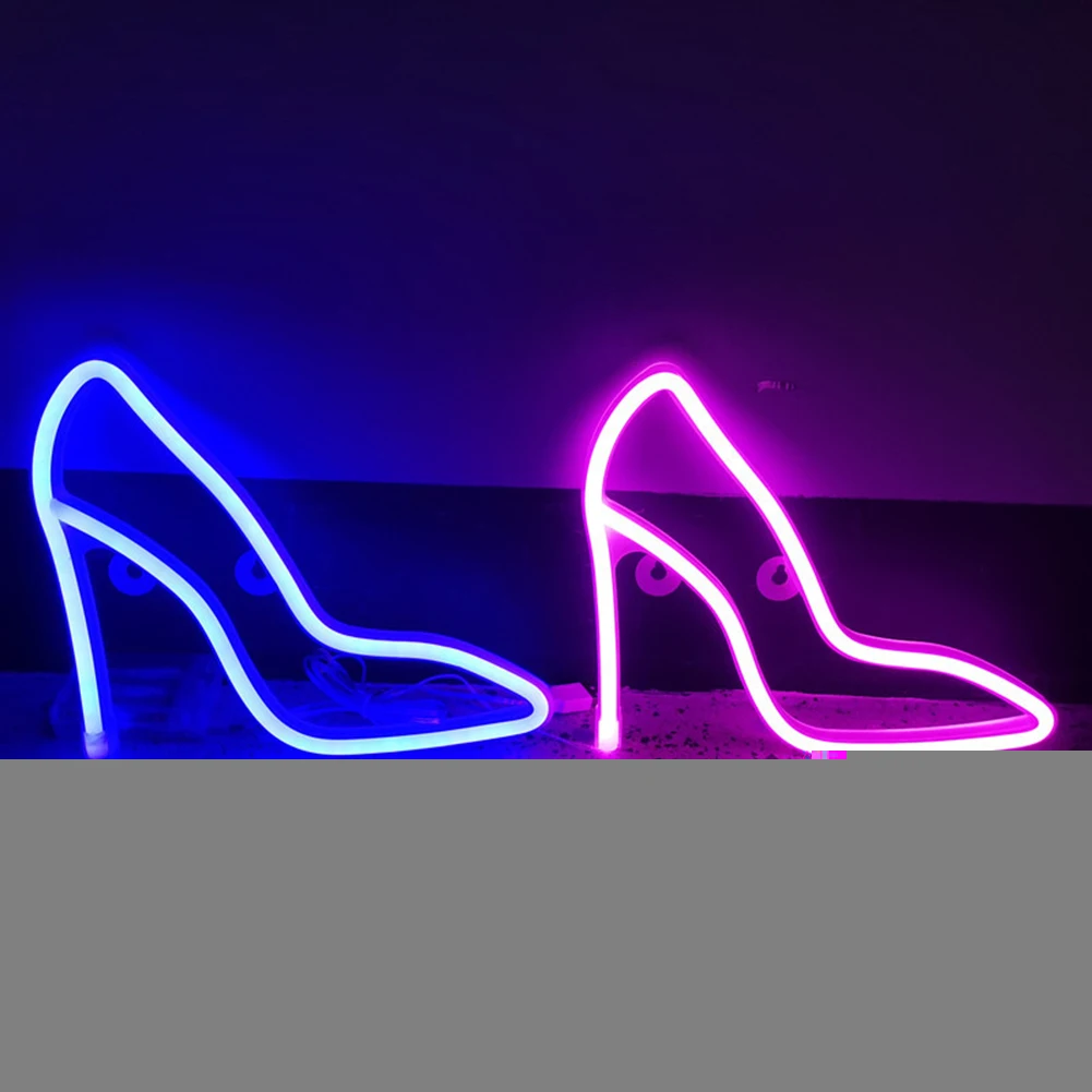 High Heel LED Neon Light Colorful Hanging Sign Night Lamps Festival Decoration Touch Wall Lamp Home Decorations