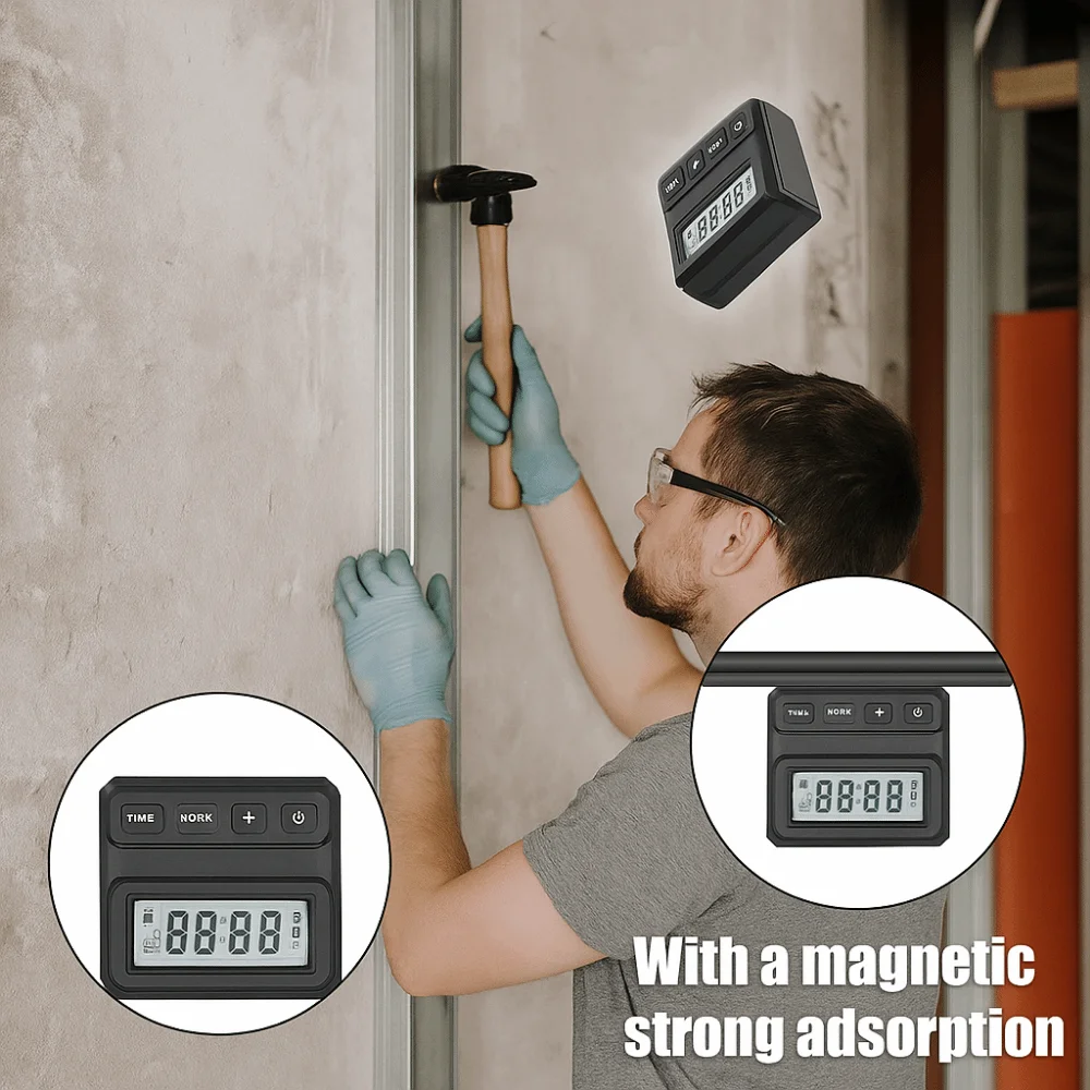 4*90 °   Alat Ukur Sudut Digital dengan Basis Magnetik, Pengukur Sudut Akurat, Goniometer, Alat Pengukur Sudut, Alat Pertukangan Kayu