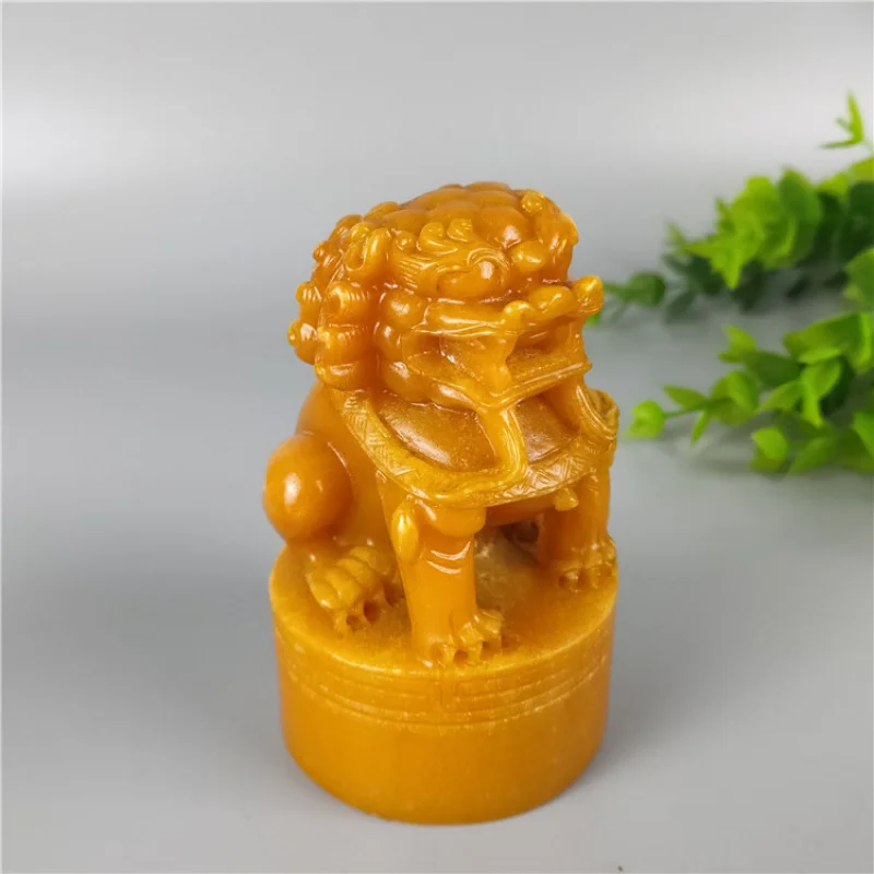 Antique Miscellaneous Resin Crafts Stone Lion Seal Imitation Shoushan Stone Seal Cutting Seal Wholesale Material Tree