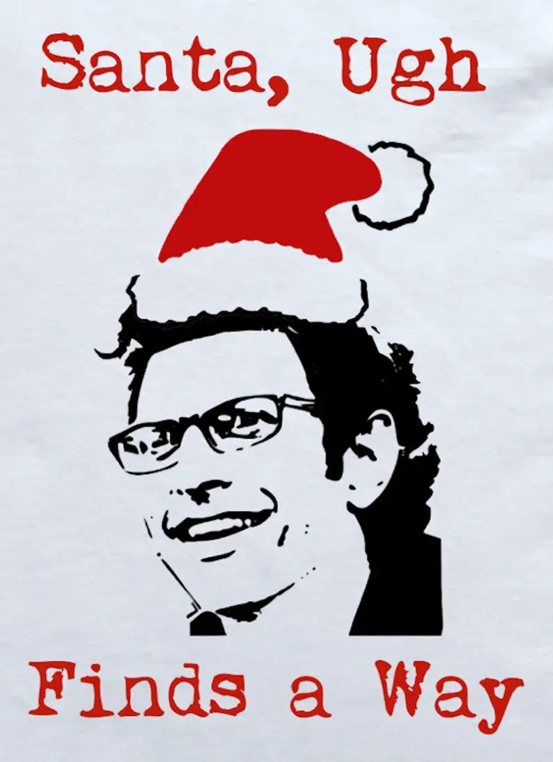 Goldblum Santa Finds A Way Christmas Black Humor Unique Pattern Graphic Tshirts Short-sleev High Quality Cotton Camisetas