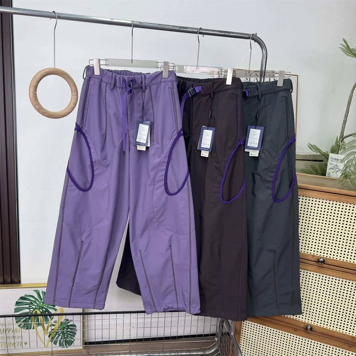 

Couple's Winter Outdoor Windproof Waterproof Fce Lined Warm Hiking Pants Soft ell ell Jaet High Waist Polyester Fiber