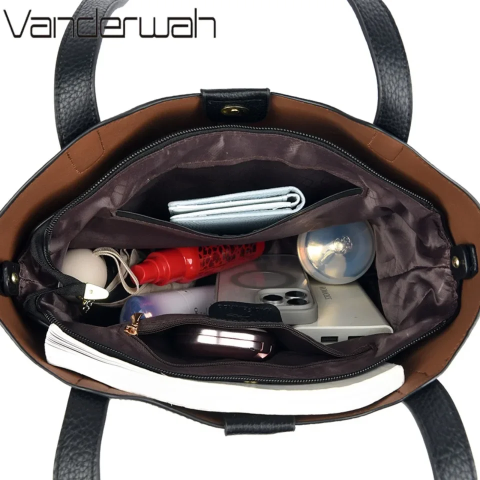 Genuine Brand High End Soft Pu Leather Shoulder Bag For Women Casual Tote Bag Female Purse Simple Design Handbag Commuting Sac