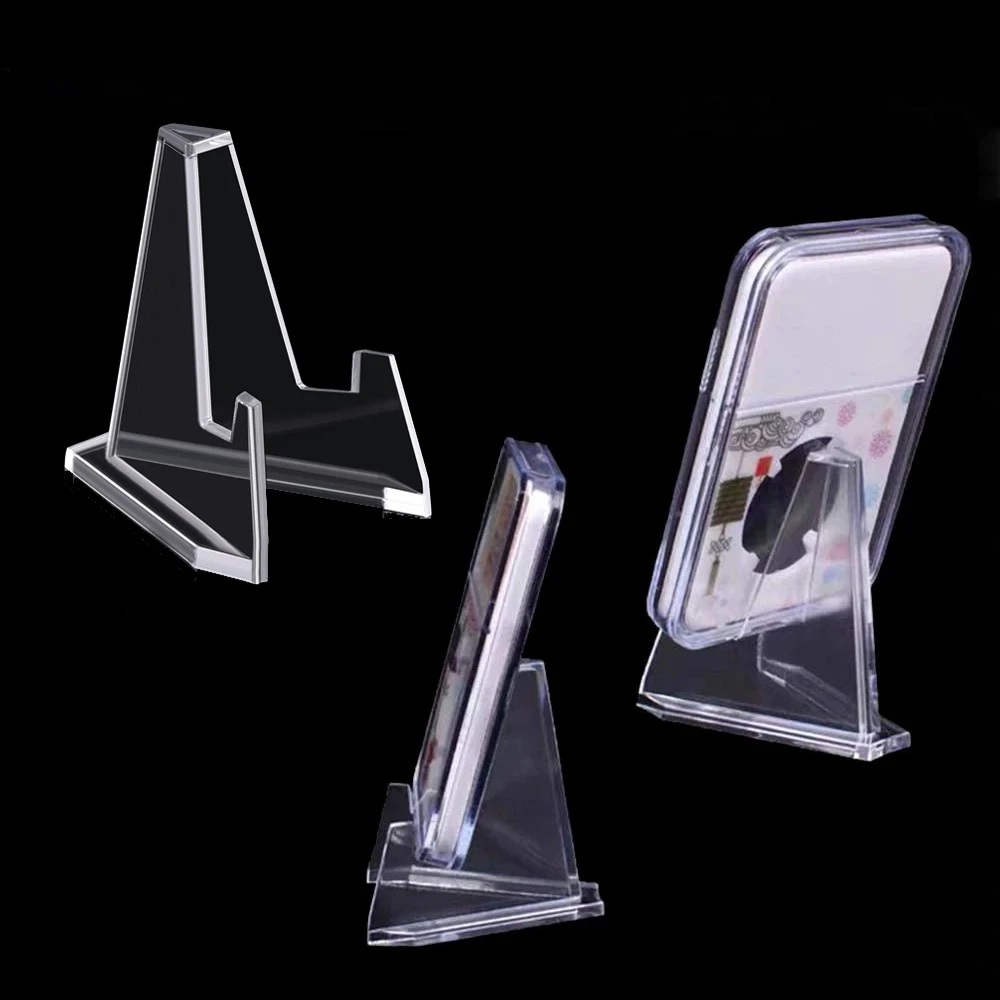 Clear Acrílico Coin Display Stand Titulares Pequeno Cavalete Rack Desafio Comemorativo Moeda Capsule Holder Support
