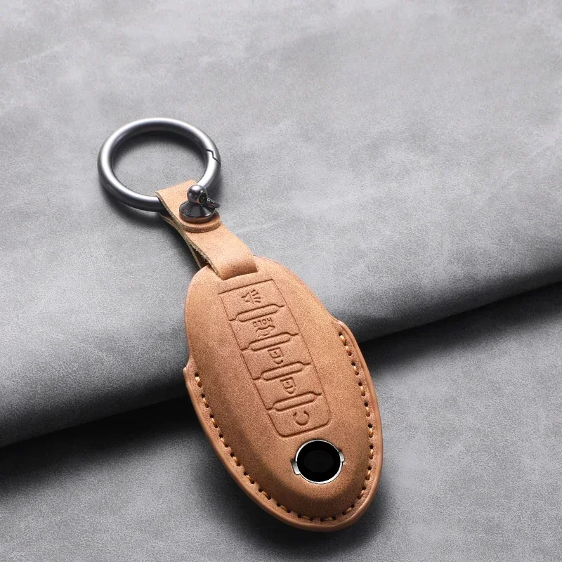 5 Buttons Leather Car Key Case Cover Shell For Nissan X Trail T32 2020 Rogue Patrol Murano Htrail Maxima Armada Pathfinder Versa