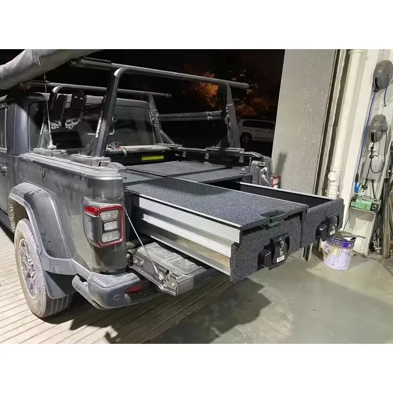 26 StyleAluminum Pickup Truck Bed Storage Drawers System Double Drawers Sliding Cargo Tray