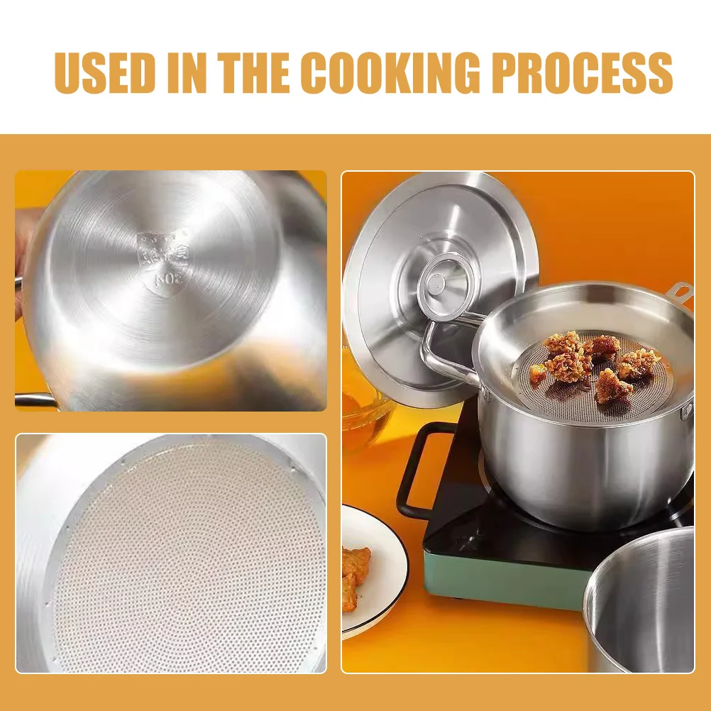

Grease Container Stainless Steel Oil Strainer Pot High Temperature Resistant for Kitchen Oil Storage with Lid and Handle
