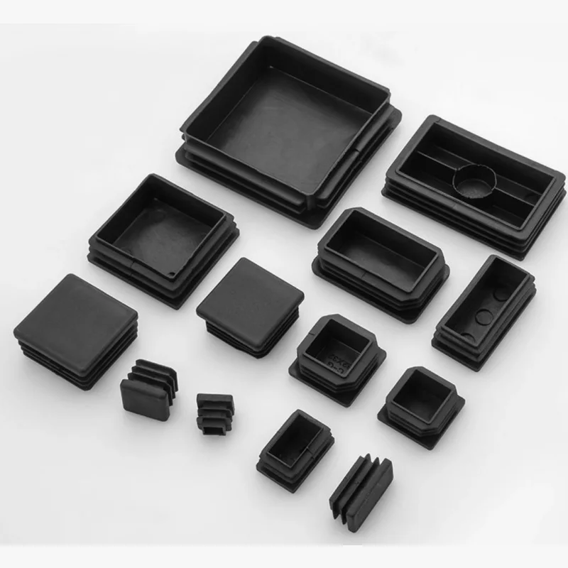 Square Pipe Plug Black Blanking End Caps Rectangular Pipe Tube Cap Insert PlugsTable Chair Furniture Foot Cover Decorative Dust