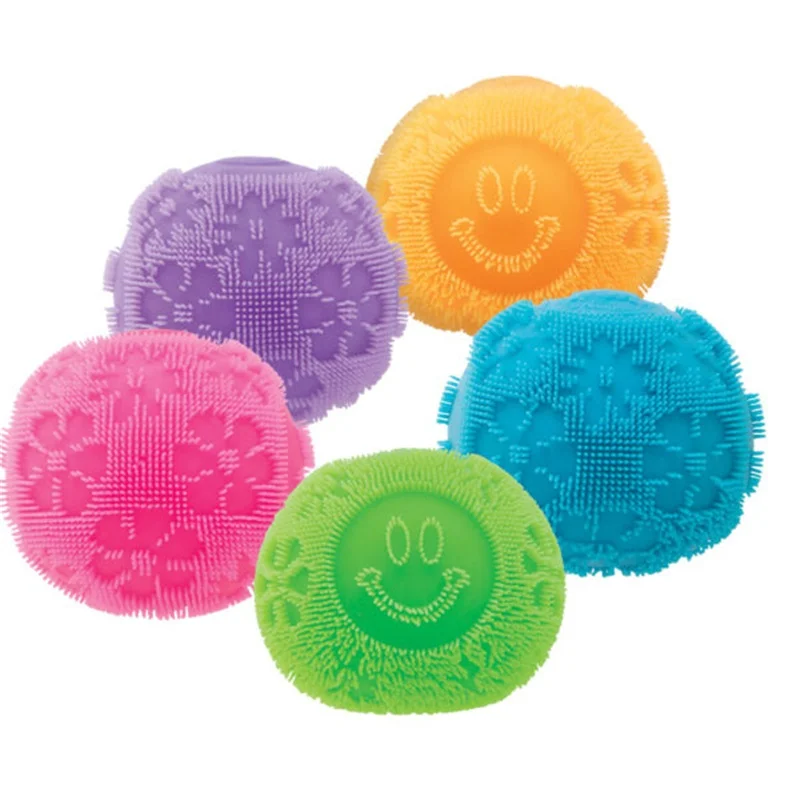 Needoh Fuzz Ball Spiky Smiley Face Squeeze Toy Stress Anxiety Relief Fidget Gadget For ADHD Daily Relaxation Sensory Toy Gift