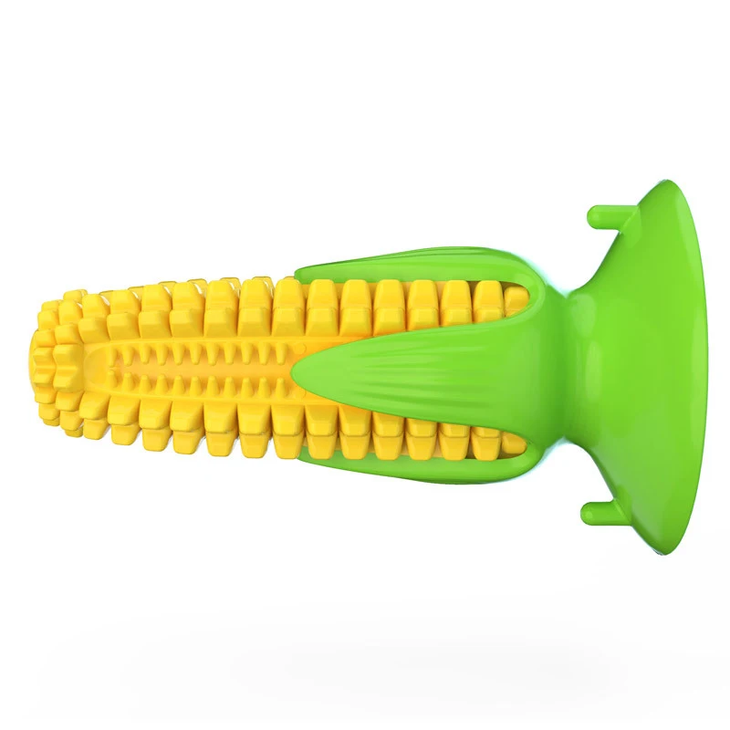 Dog Toy with Suction Cup and Corn-Shaped Sound FeatureTPR Teething Stick, Chew Toy, Dog Toothbrush, Pet Product