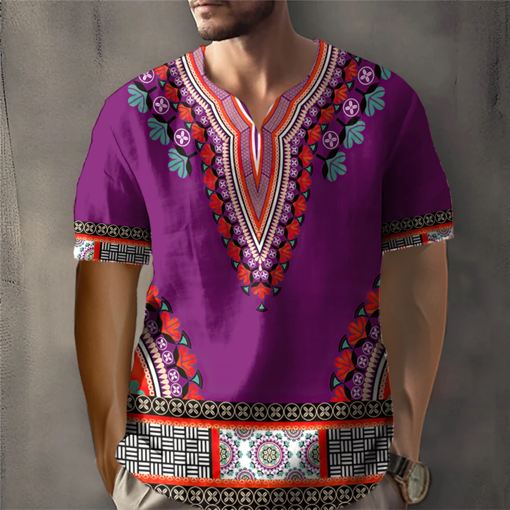 African Dashiki Traditional Men\'s Clothing Fashion Elegance Loose Fitting African Ethinc Short Sleeve Men T-shirt Unisex Clothes