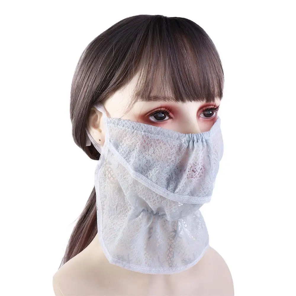 Schild Nekbescherming Outdoor Kant Voor Vrouwen Zijden Sjaal Zomer Zonnebrandcrème Sluier Gezichtssjaal Zonnebrandcrème Masker Anti-uv Gezichtsbedekking
