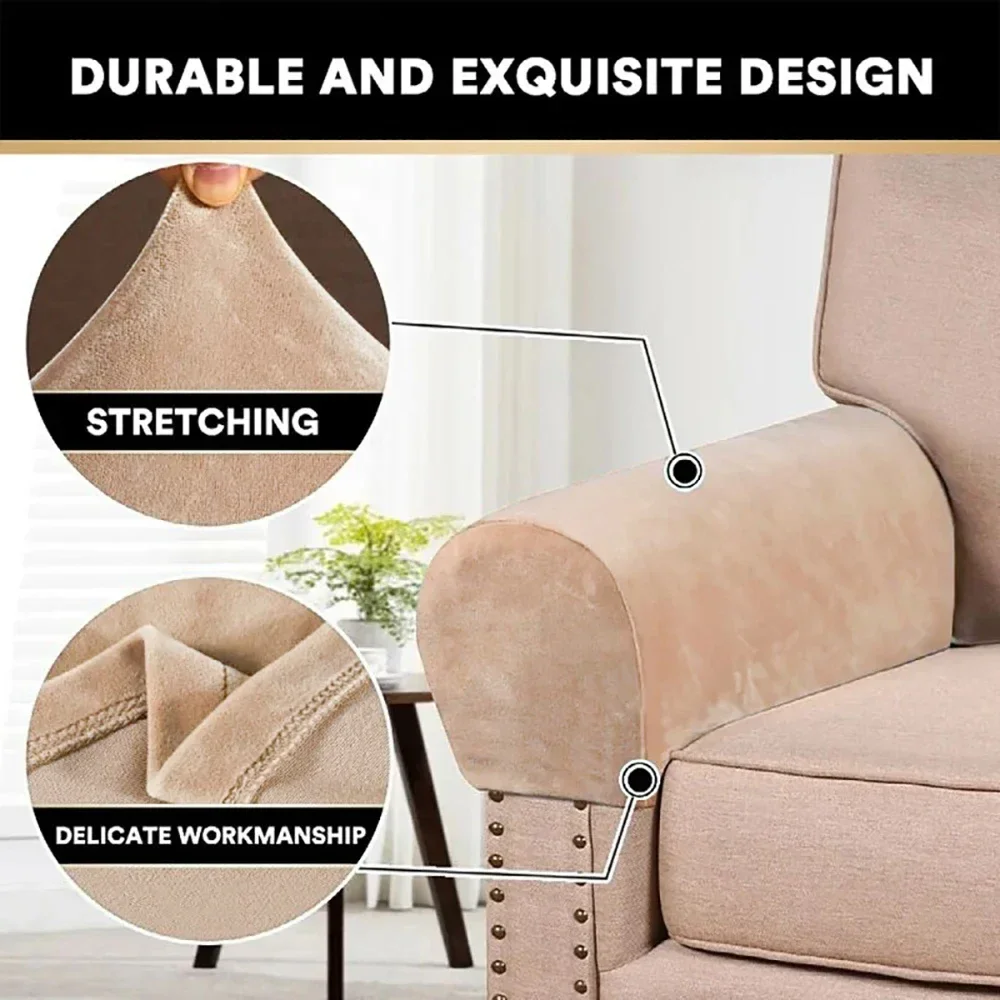 2pcs/lot Velvet Sofa Armrest Cover Stretch Armchair Protectors for Living Room Removable Recliner Couch Loveseat Armchair Covers