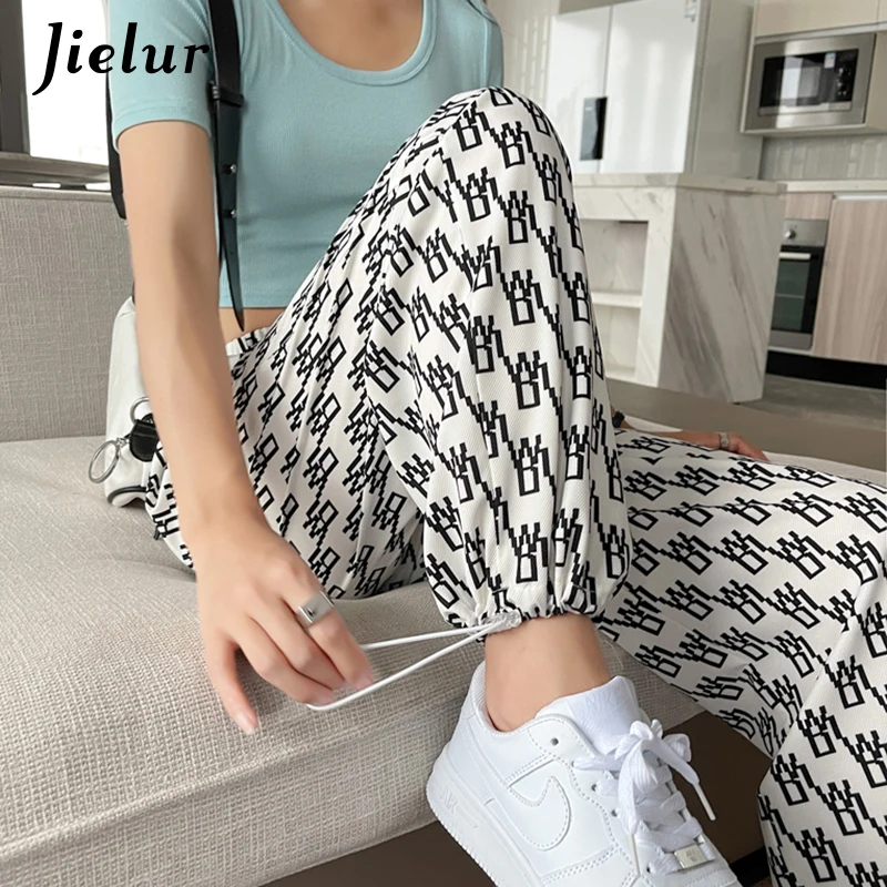 

Chic Letter Drawstring Women's Pants Korean Sweatpants Trousers Female Casual Straight Pants Streetwear Cool Pantalon S-2XL
