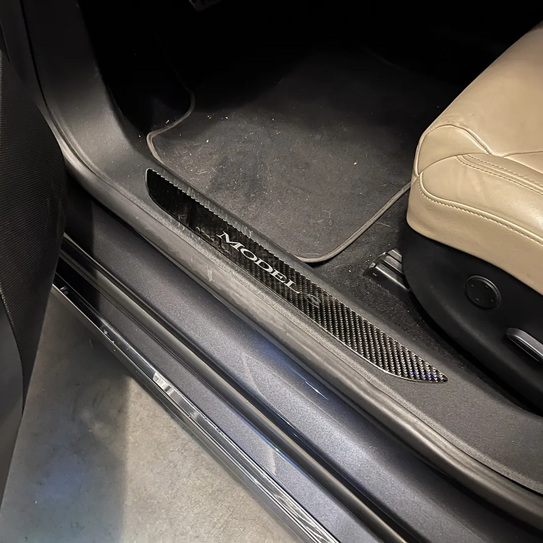Car Door Sill Proteção Capa, Anti-Scratch Fibra De Carbono Guarnição Adesivos, Acessórios para Tesla Model S