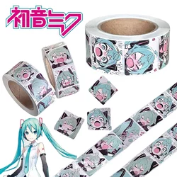 Autocollants de dessin animé Hatsune ku pour enfants, étiquette ronde, fournitures de décoration, bricolage créatif, banc, cadeau, 500 cm, 2.5 pièces