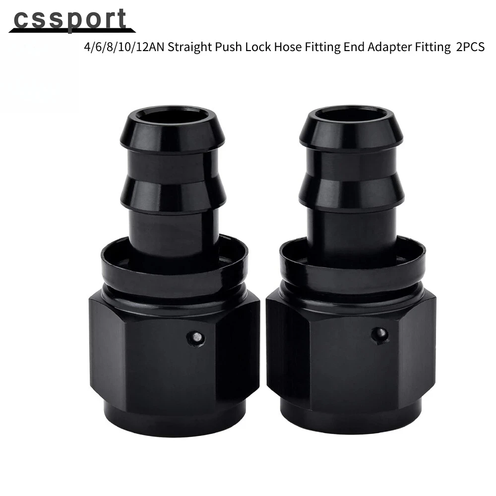 

4 6 8 10AN Straight Push Lock Hose Fitting Adapter For Oil Fuel Gas Line 2PC