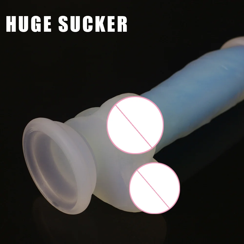 8.26 Inch Luminous Dildo Realistic Silicone Double-deck Toys for Women Masturbation Strong Sucker Adult 18 Sex Product