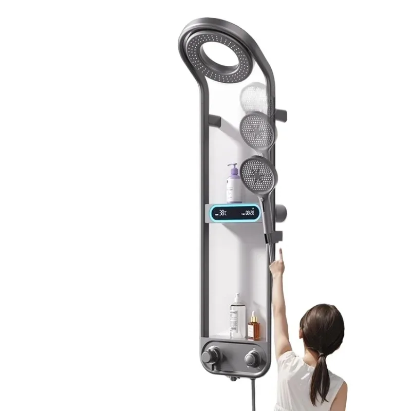 Smart thermostatic shower shower set Household pressurized all-copper bath bathroom net Safflower sunscreen shower