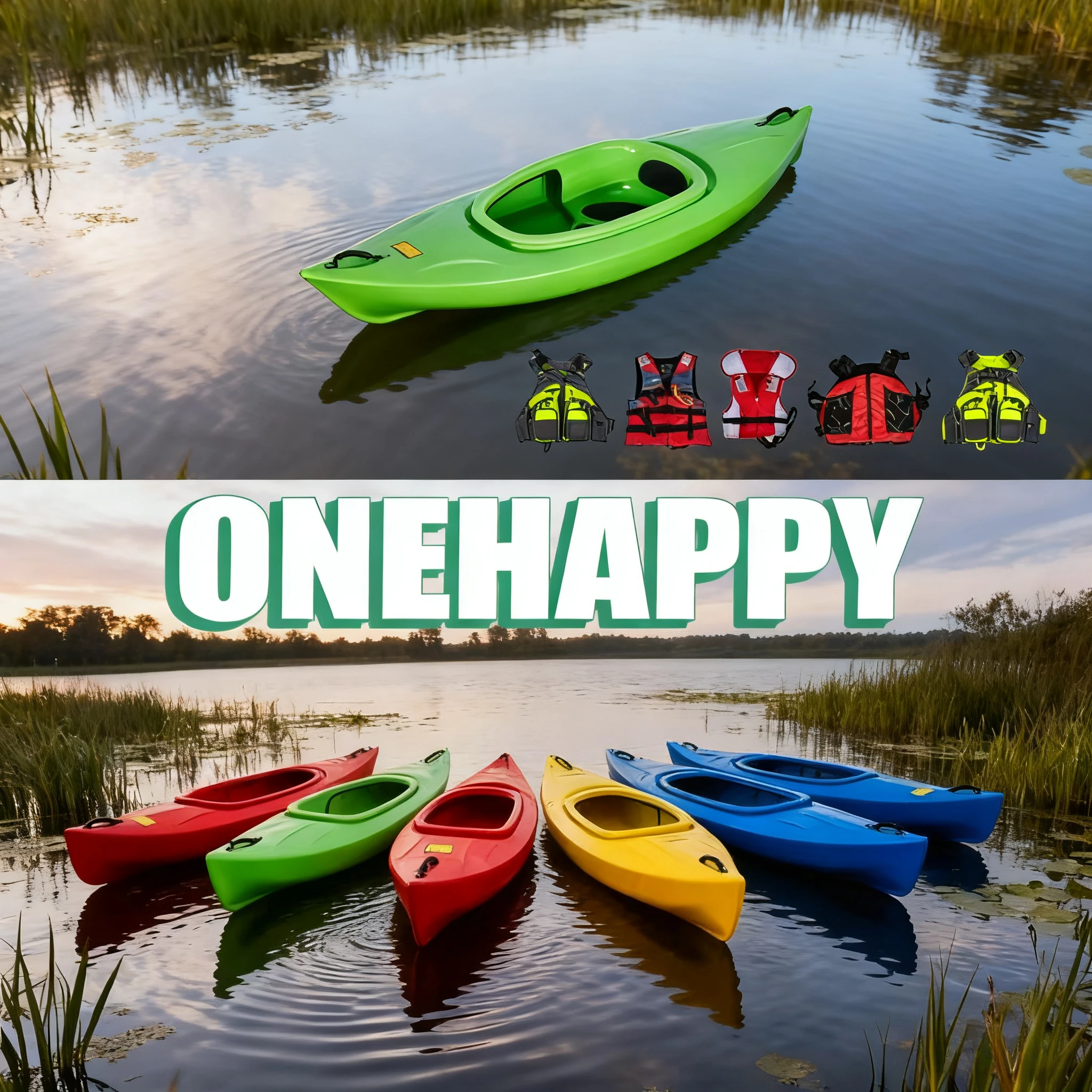 

1-местный рыболовный каяк, 2,64 м, легкий каноэ LLDPE для начинающих, портативная стабильная лодка для спокойного отдыха озера и реки