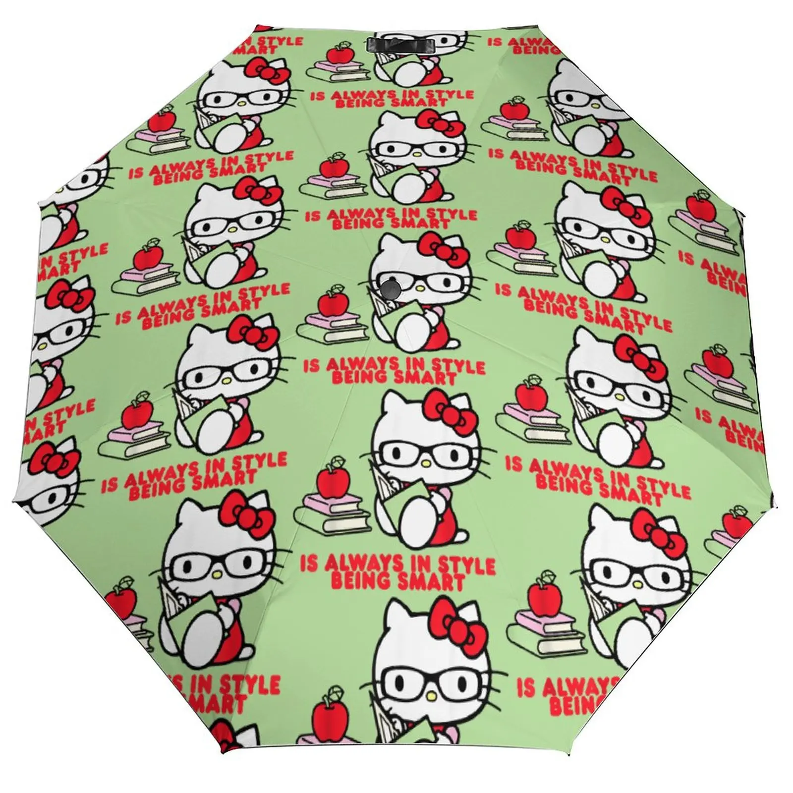 

Зонт Hello Kitty Being Smart всегда в стиле книг, студенческий защитный зонт, женский тройной автоматический зонт от солнца и дождя
