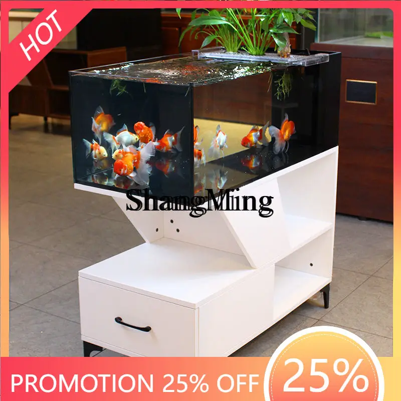 

FG self-circulating fish tank bottom cabinet desktop stream side filter ultra-white glass cabinet