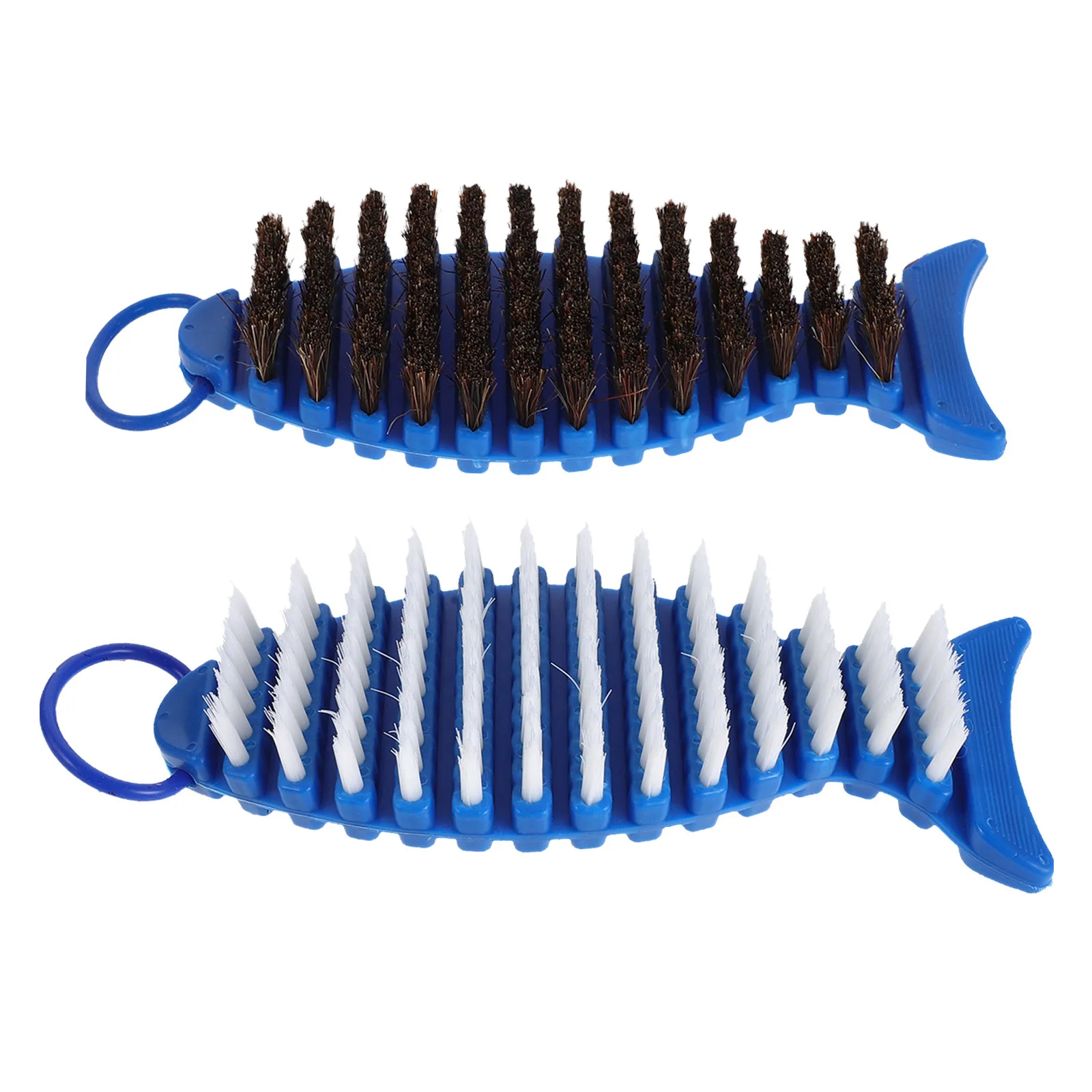 2Pcs Barbell Brush Nylon Stiff Bristles Fish Shape Comfort Grip for Weight Bars Dumbbell Racks Strength Training Equipment Home view 2