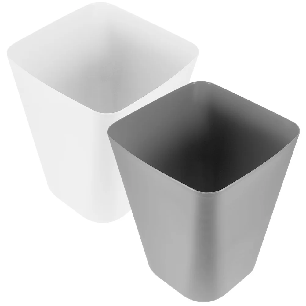 

2Pcs Rectangular Trash Can Modern Home Garbage Bin Compact Small Waste Bucket for Living Room Dorm Hotel Easy to Clean Plastic