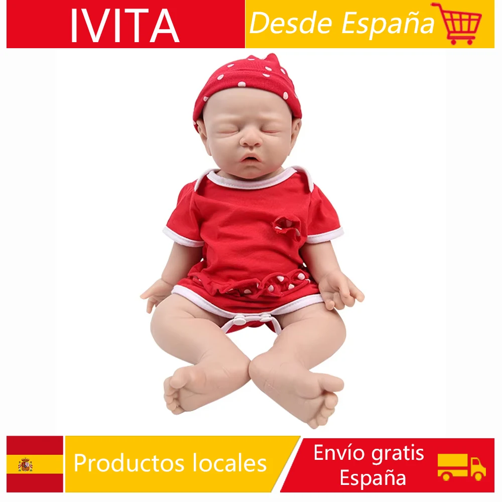 IVITA Versand aus Spanien: 100% Vollsilikon Reborn-Babypuppen, Lebensecht Bemalte Realistische Neugeborenen-Babypuppen Spielzeug – Detail 10
