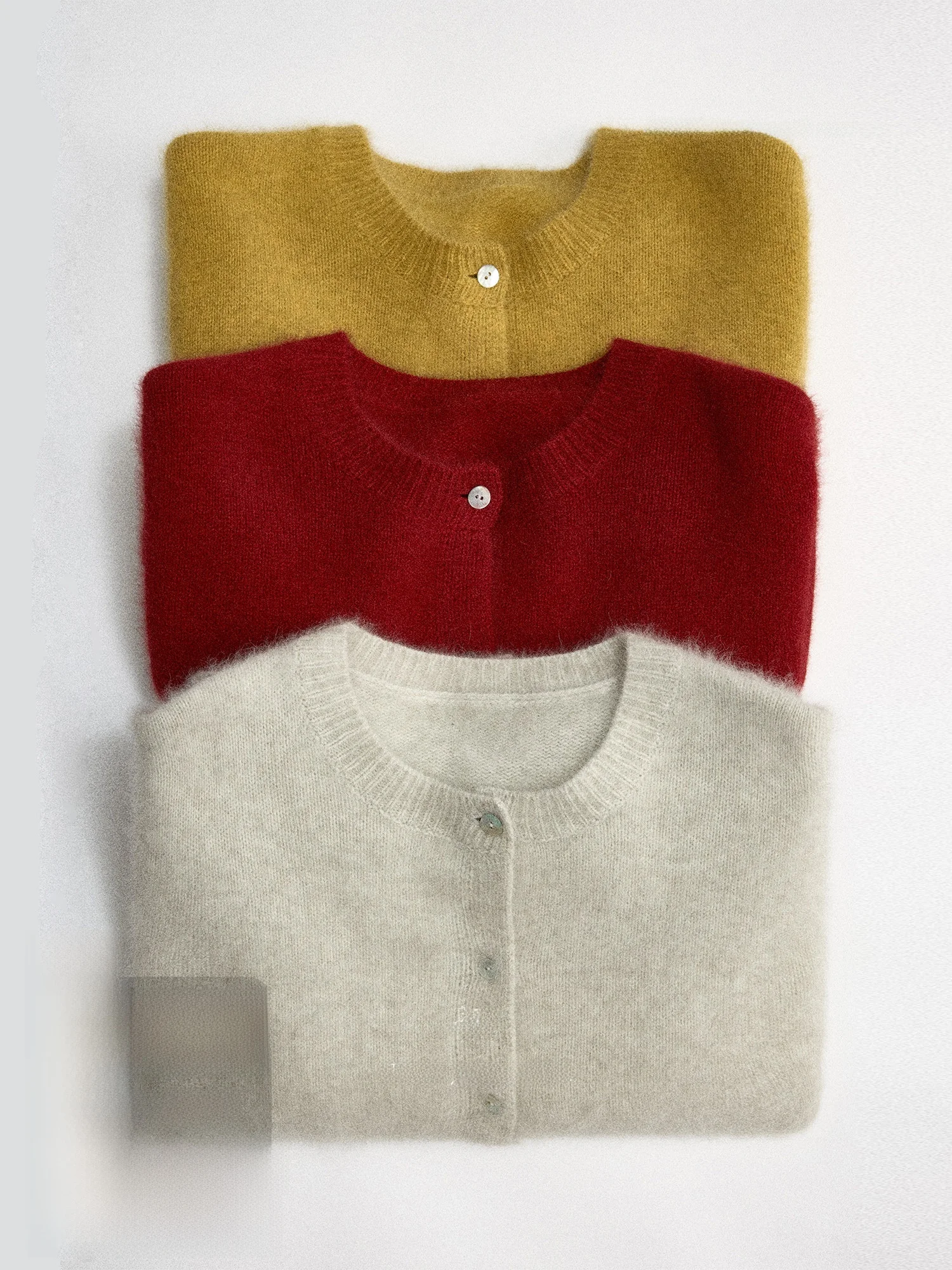 

Кардиган из смесовой шерсти премиум-класса Nice People 2026SS, серия Red Label, плотный, круглый вырез, вязаный, повседневный, свободный крой, длинный...