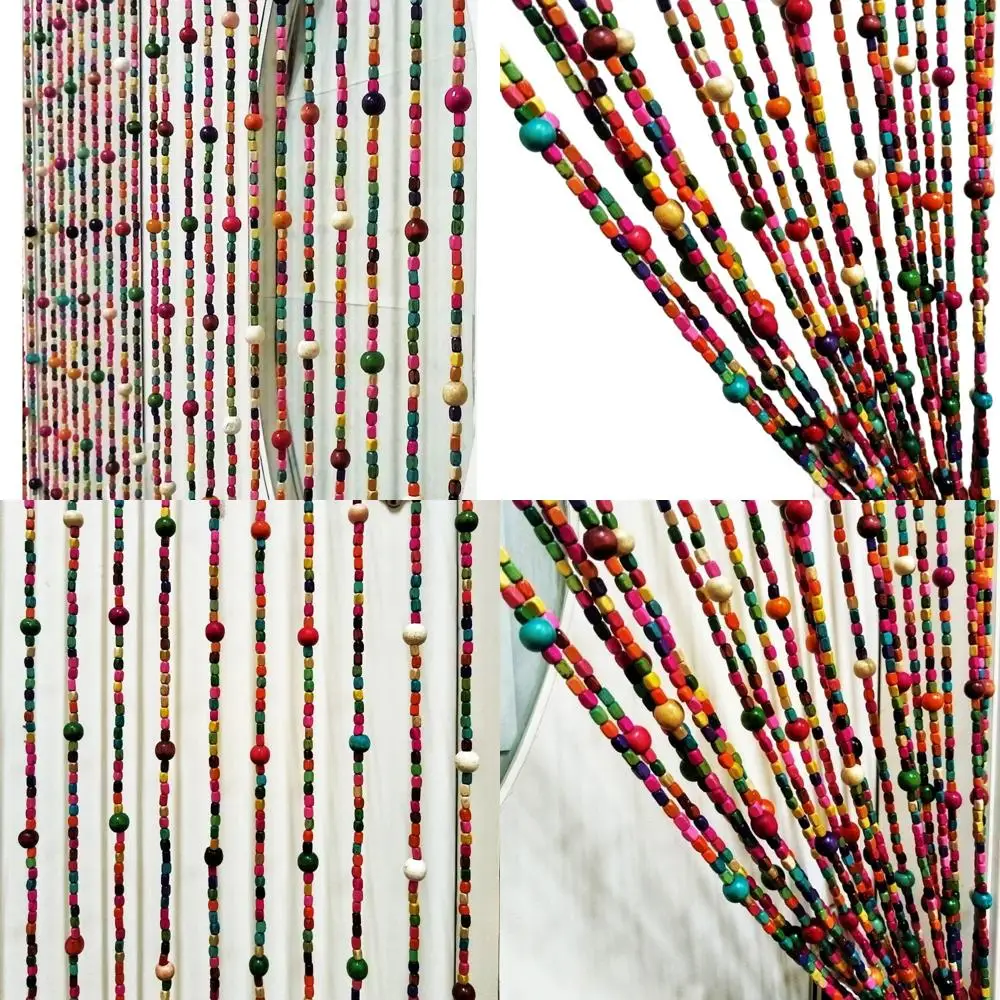 

Colorful Bohemian Wooden & Bamboo Beaded Curtain for Window, Aisle, or Doorway (27 Strands)