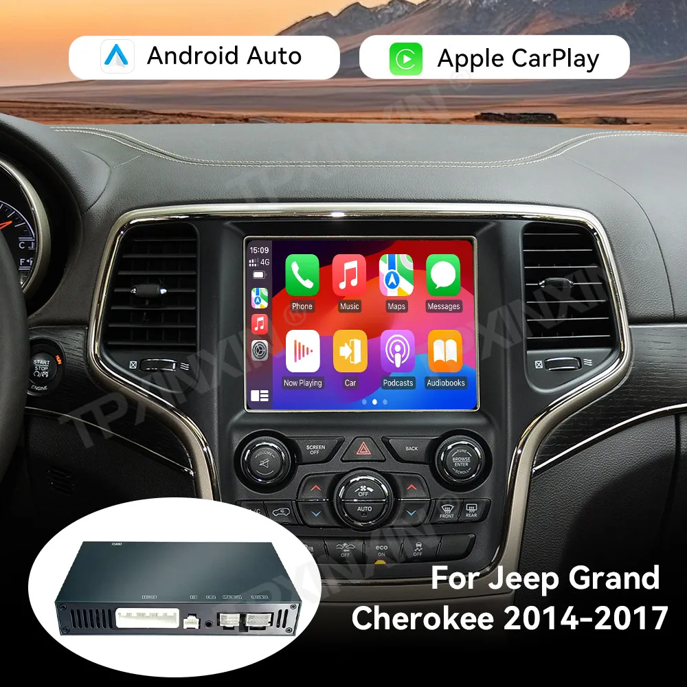 Wireless CarPlay Android Auto Decoder For Jeep Grand Cherokee Compass Renegade 2014~2019 Mirror Link Camera
