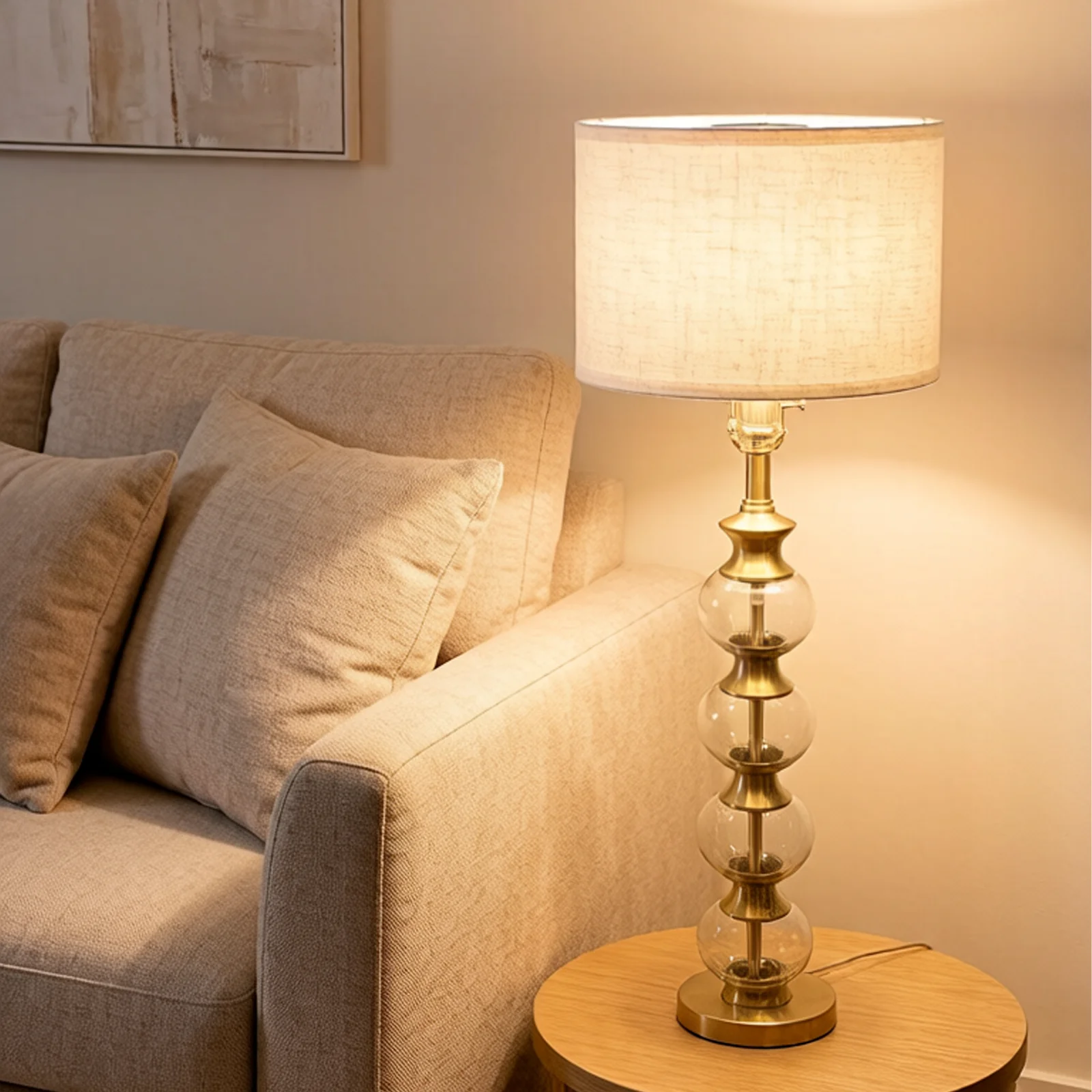 Floor Lamp Shade Replacement – Drum Lampshade for Standing Lamps, Linen Fabric Creates Warm Ambiance,Perfect for Bedroom Corner