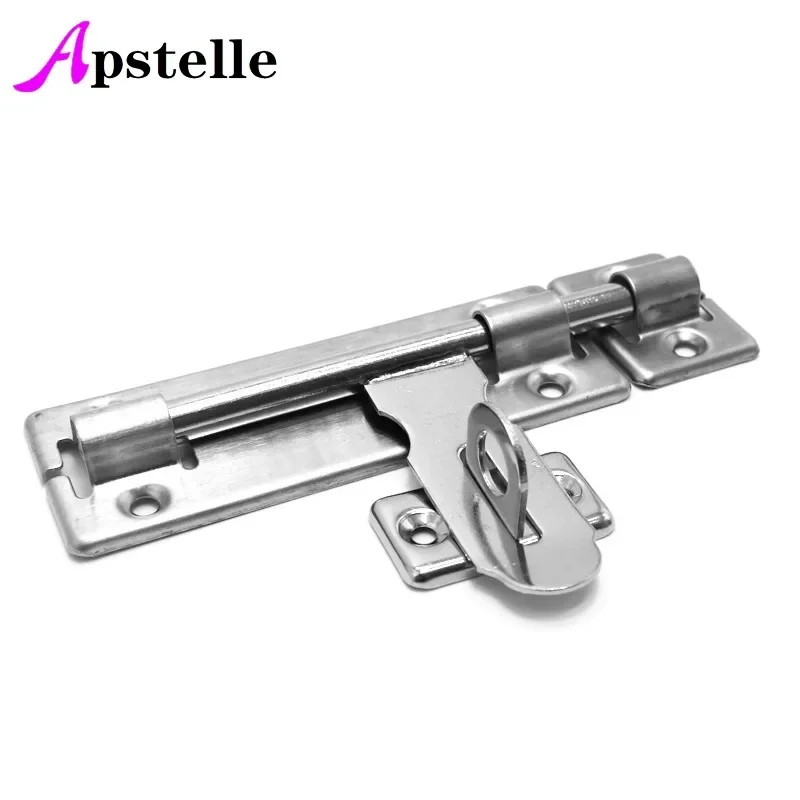 Apstelle 4/5/6 Inch  Hardware Door Lock Barrel Bolt Latch Padlock Clasp Set Brushed Stainless Steel Candados De Seguridad