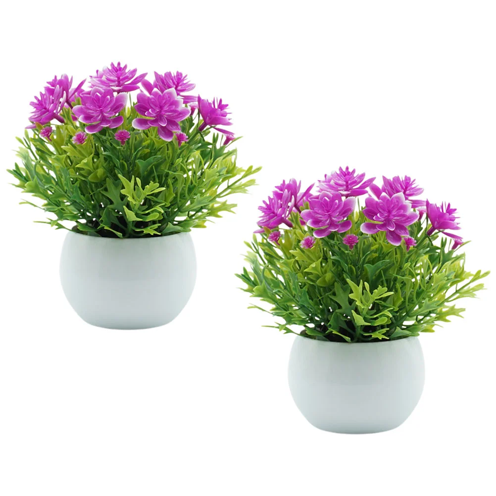 2 Pcs Artificial Potted Plant Desktop Decor Bonsai Fake Plants nament Home Faux Simulated PVC PP Foam Realistic Lifelike