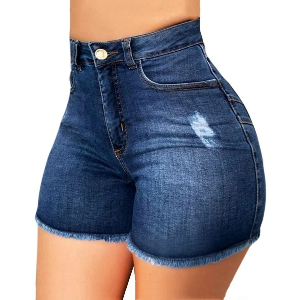 Summer Women Washed Pocket Design Denim Shorts Female Casual Pocket Design High Waist Skinny Jeans Short Hot Pants Streetwear