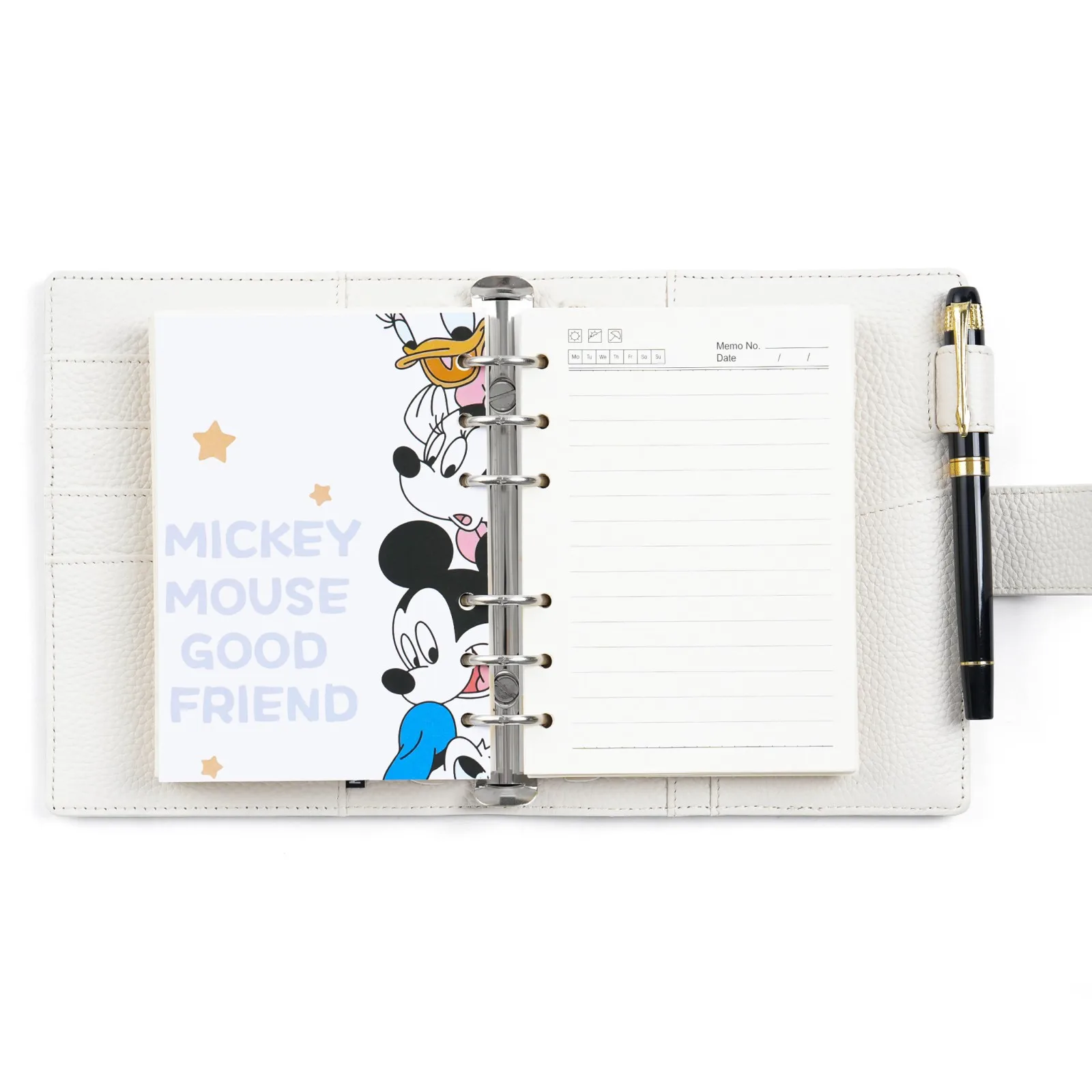 Moterm A6 Elite Rings Planner Cover Without Big Back Pocket Pebbled Grain Leather Notebook Journal with 25mm Rings Organizer