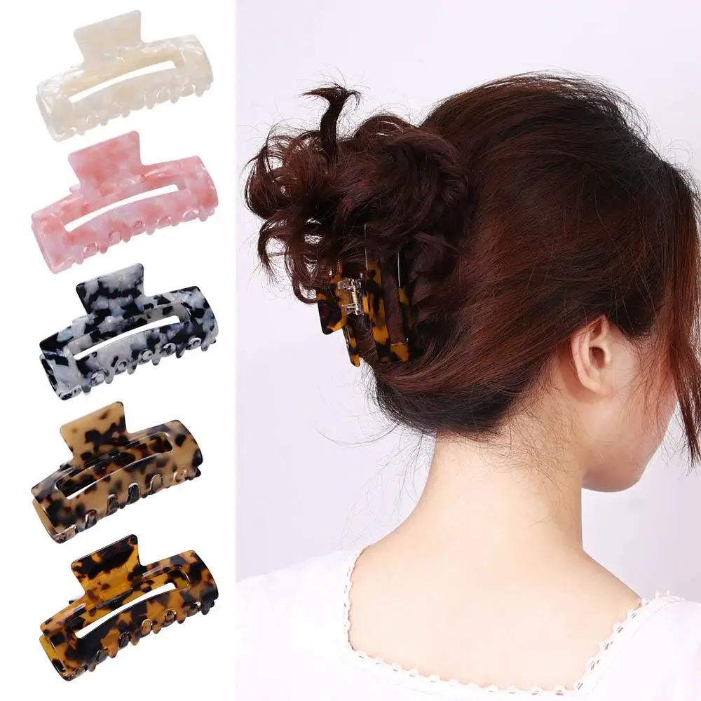 Retro Girls Women Korean Leopard Hair Claws Hairdress Bath Clips Crab Clips