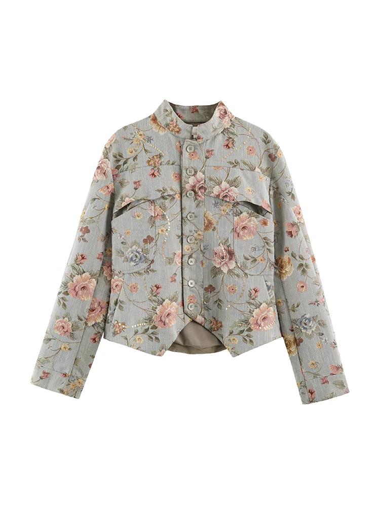 Women Autumn Mandarin Collar Knot Button Blazer Elegant Office Casual Formal 2026 Trendy Feminine Fashion Blazer