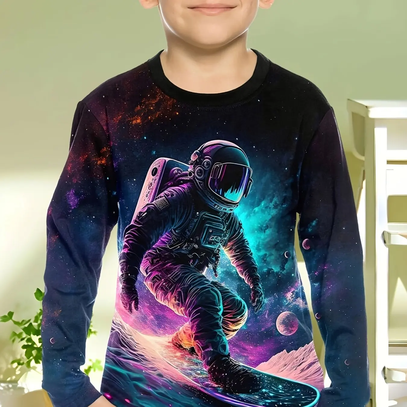 

Kids Clothes Boys Tshirt Long Sleeve Children Top Astronauts Print Stylish Girl Kids Summer Clothes Casual Children's Clothing