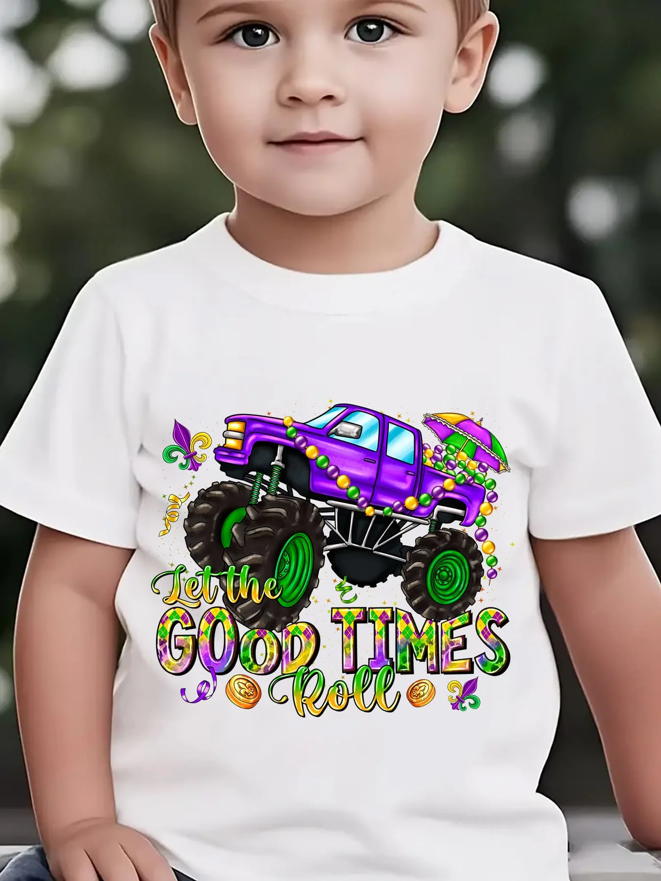 Christmas' Summer Children's Fashion T-shirt Mardi Gras Carnival Printed Outdoor Casual Parent Child Top