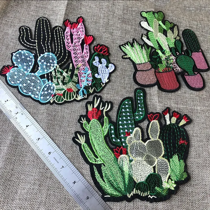 Mix Cactus Patch for Clothing, Iron on Embroidered Sew Applique, Cute Fabric Badge, Garment DIY Apparel Accessories, 1Pc