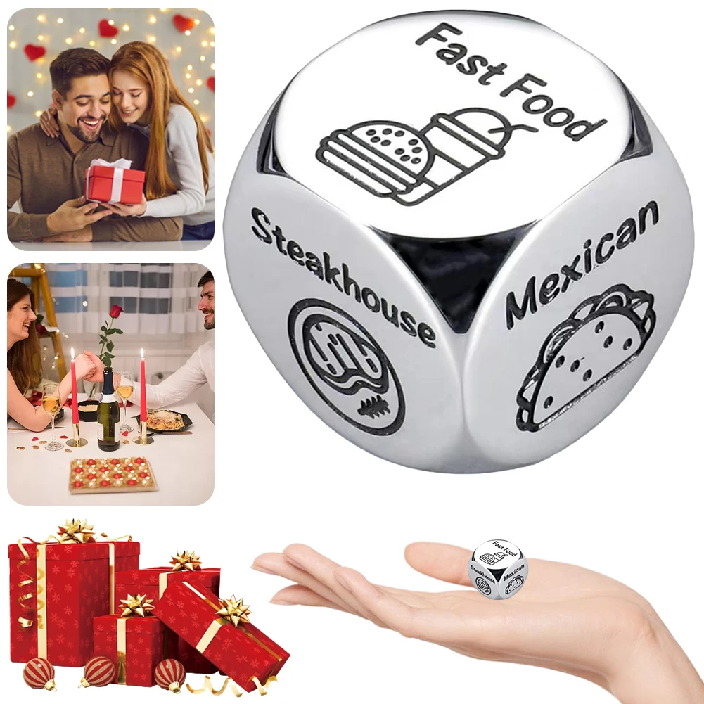 1/2/3 قطعة القرار الوجبات الجاهزة النرد الإبداعية متعة لعبة الغذاء النرد الفولاذ المقاوم للصدأ الأزواج الغذاء القرص هدايا عيد الحب للنساء الرجال #1