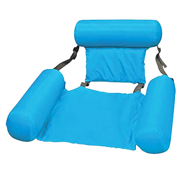 Amaza Colchoneta Hinchable Con Red – Hamaca Flotante Para Piscina Con 2 Portavasos Y Funda Impermeable Para Móvil, Incluye Bomba De Aire