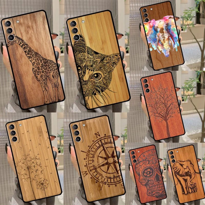 Natural Bamboo Wood Pattern Print Back Case For Samsung Galaxy S23 Ultra S20 S21 FE S9 S10 Plus Note 10 20 S22 Ultra Coque