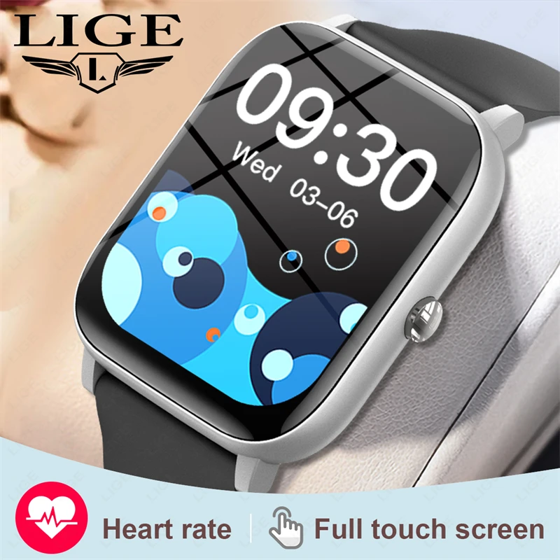 

LIGE 1.85 Screen Smart Watch Women Bluetooth Call Heart Rate Blood Pressure Bracelet Sports Ladies Men Smartwatch For Xiaomi