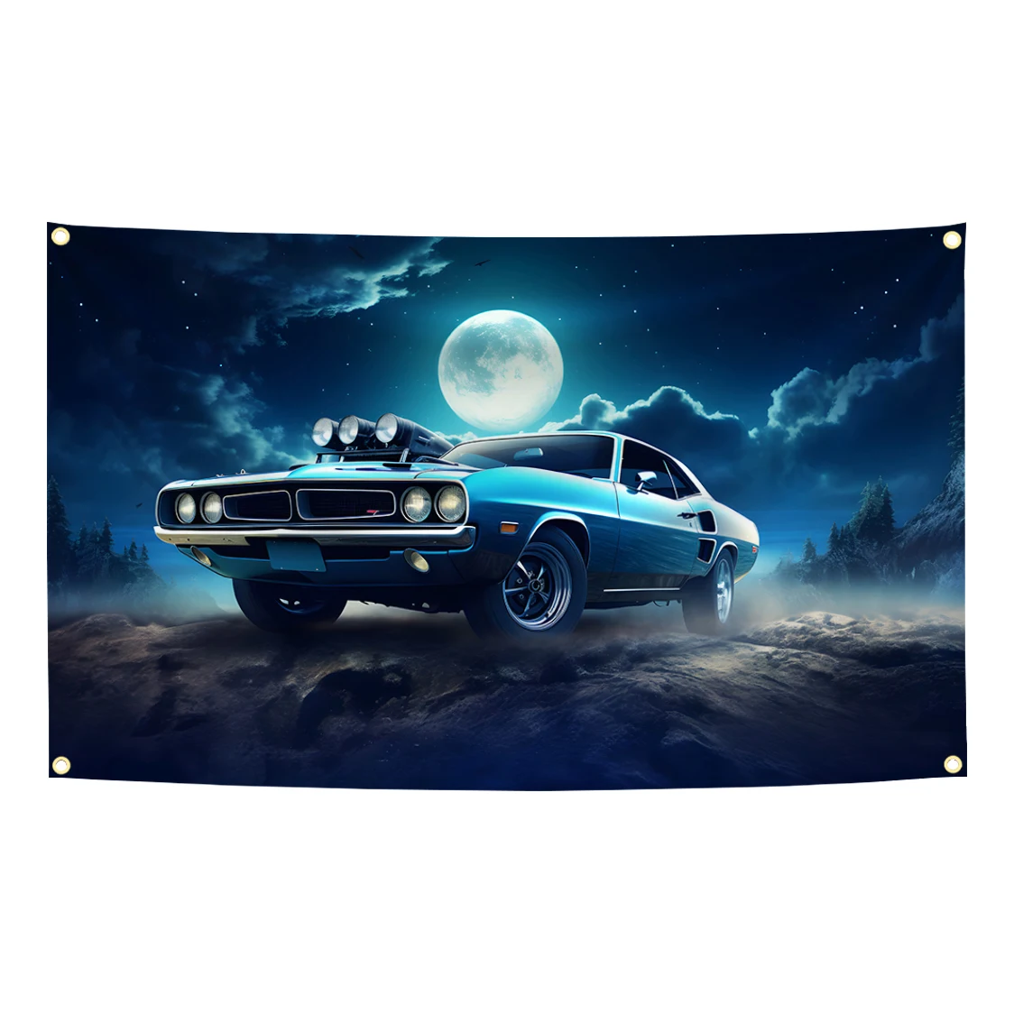 60x90cm 90x150cm 120x180cm Classic American Muscle Car Flag Banner, Vintage Retro Race Car Tapestry, Garage Man Cave Wall Decor