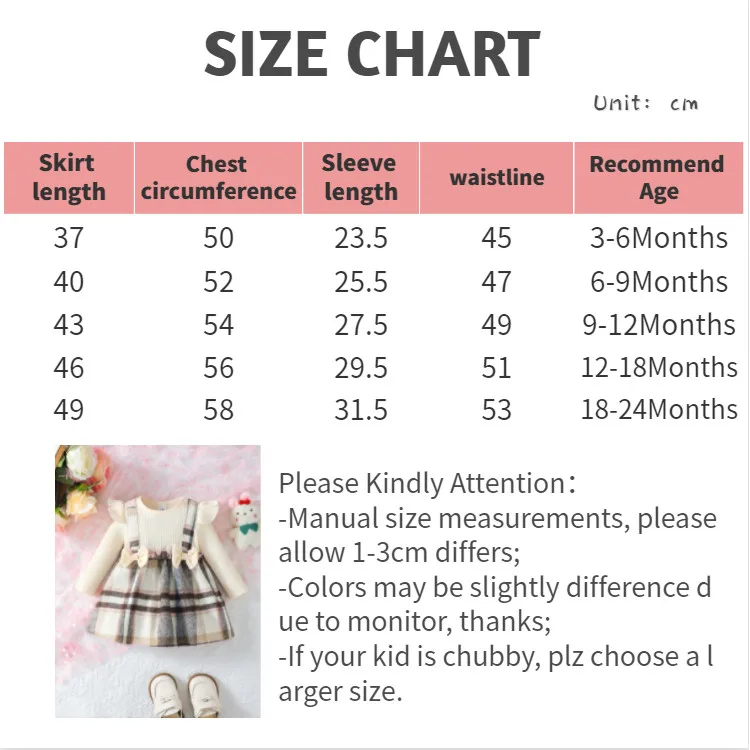 3-24 Months Baby Girl Dress Long Sleeved Checkered Dresses Spring&Autumn Clothing Fashion Birthday Dress for Toddler Girl